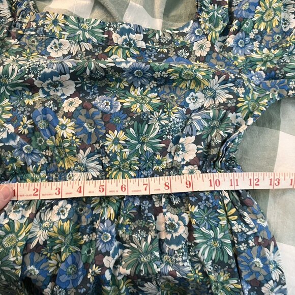 Homemade Floral Midi Dress Womens Cottagecore Prairie Tiered Blue Hyacinth - Picture 5 of 8